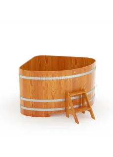 Купель для бани Bentwood угловая, 1,37х1,37х1,0 м из лиственницы натуральной премиум