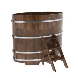 Купель для бани Bentwood овальная, 1,02х1,68х1,4 из сращенных ламелей лиственницы мореной