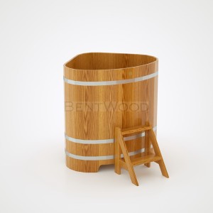 Купель для бани Bentwood угловая, 1,03х1,03х1,2 м из дуба натурального