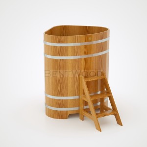 Купель для бани Bentwood угловая, 1,03х1,03х1,4 м из дуба натурального