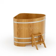 Купель для бани Bentwood угловая, 1,19х1,19х1,2 м из дуба натурального