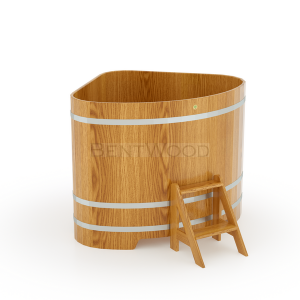 Купель для бани Bentwood угловая, 1,19х1,19х1,2 м из дуба натурального