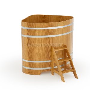 Купель для бани Bentwood угловая, 1,19х1,19х1,4 м из дуба натурального