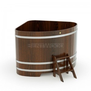 Купель для бани Bentwood угловая, 1,37х1,37х1,2 м из дуба мореного