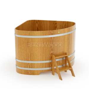 Купель для бани Bentwood угловая, 1,37х1,37х1,2 м из дуба натурального