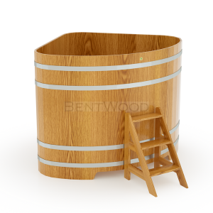 Купель для бани Bentwood угловая, 1,37х1,37х1,4 м из дуба натурального