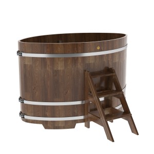 Купель для бани Bentwood овальная, 1,12х1,83х1,2 из сращенных ламелей лиственницы мореной