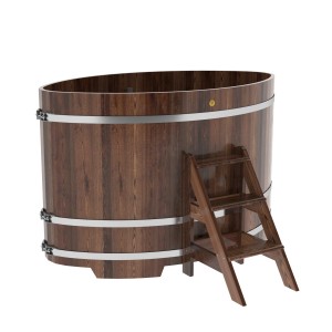 Купель для бани Bentwood овальная, 1,12х1,83х1,2 из лиственницы мореной премиум