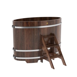 Купель для бани Bentwood овальная, 0,95х1,60х1,2 из лиственницы мореной премиум
