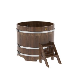Купель для бани Bentwood круглая, d=1.17x1.0 м из сращенных ламелей мореной лиственницы