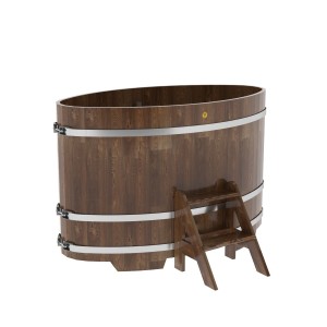 Купель для бани Bentwood овальная, 0,95х1,60х1,1 из лиственницы мореной премиум