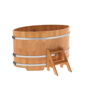 Купель для бани Bentwood овальная, 1,08х1,75х1,0 из сращенных ламелей лиственницы натуральной