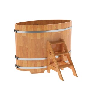 Купель для бани Bentwood овальная, 0,95х1,60х1,2 из сращенных ламелей лиственницы натуральной