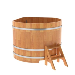 Купель для бани Bentwood угловая, 1,37х1,37х1.1 м из сращенных ламелей лиственницы