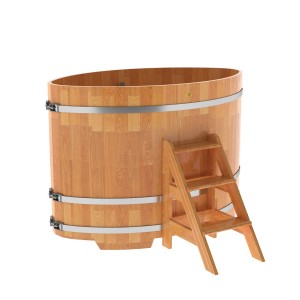 Купель для бани Bentwood овальная, 1,02х1,68х1,2 из сращенных ламелей лиственницы натуральной