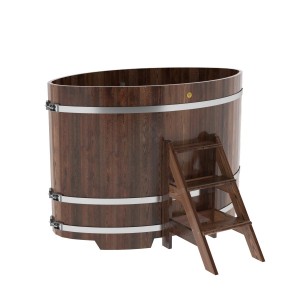 Купель для бани Bentwood овальная, 1,02х1,68х1,2 из лиственницы мореной премиум