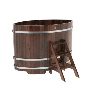 Купель для бани Bentwood овальная, 1,08х1,75х1,2 из лиственницы мореной премиум
