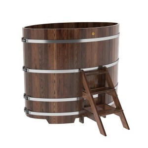 Купель для бани Bentwood овальная, 1,02х1,68х1,4 из лиственницы мореной премиум