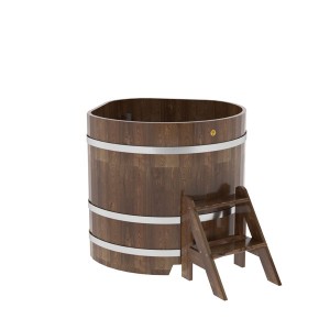 Купель для бани Bentwood угловая, 1,03х1,03х1 м из сращенных ламелей мореной лиственницы