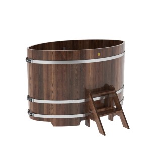 Купель для бани Bentwood овальная, 1,02х1,68х1,1 из лиственницы мореной премиум