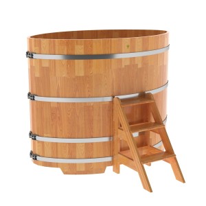 Купель для бани Bentwood овальная, 1,08х1,75х1,4 из сращенных ламелей лиственницы натуральной