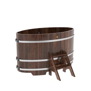 Купель для бани Bentwood овальная, 0,95х1,60х1,0 из лиственницы мореной премиум