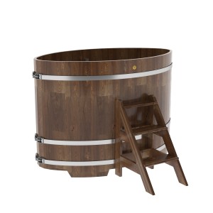 Купель для бани Bentwood овальная, 1,02х1,68х1,2 из сращенных ламелей лиственницы мореной