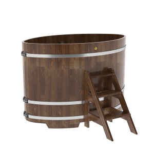 Купель для бани Bentwood овальная, 1,08х1,75х1,2 из сращенных ламелей лиственницы мореной