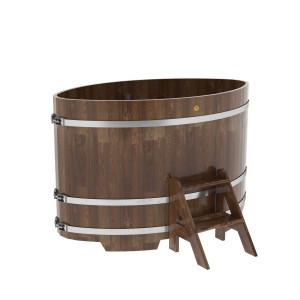 Купель для бани Bentwood овальная, 1,02х1,68х1,1 из сращенных ламелей лиственницы мореной