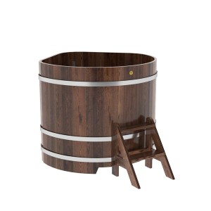 Купель для бани Bentwood угловая, 1,19х1,19х1.1 м из лиственницы мореной премиум