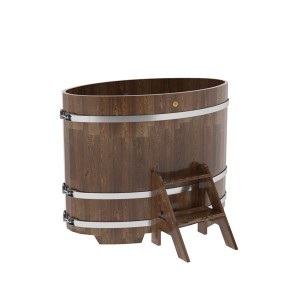 Купель для бани Bentwood овальная, 0,80х1,42х1.1 м из сращенных ламелей мореной лиственницы