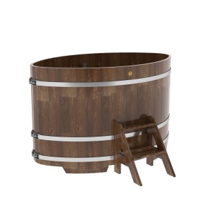 Купель для бани Bentwood овальная, 1,08х1,75х1,1 из сращенных ламелей лиственницы мореной