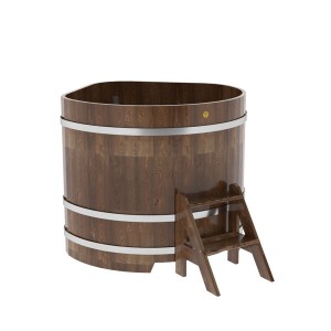 Купель для бани Bentwood угловая, 1,19х1,19х1.1 м из сращенных ламелей мореной лиственницы