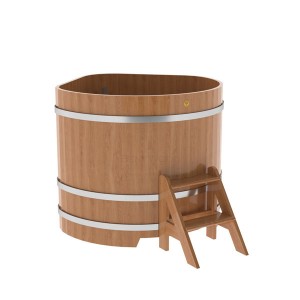 Купель для бани Bentwood угловая, 1,37х1,37х1.1 м из дуба натурального