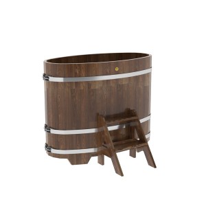Купель для бани Bentwood овальная, 0,69х1,31х1.1 м из сращенных ламелей мореной лиственницы