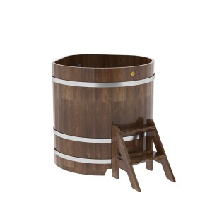Купель для бани Bentwood угловая, 1,03х1,03х1.1 м из сращенных ламелей мореной лиственницы