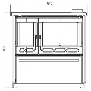 Отопительно-варочная печь Plamen 850 Glas, белая, труба слева