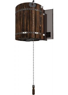 Обливное устройство ИнжКомЦентр ВВД Ливень ПРО с деревянным обрамлением Лиственница темная, бак сделан из аустенитной марки стали (AISI 304)