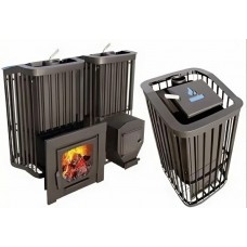 Дровяная печь для бани Варвара Терма Каменка укороченная топка чугунная дверка