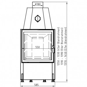 Каминная топка Hark 600/57 RK ECOplus, рамка золото