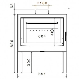 Отопительная печь Liseo L71 R, стекло справа, черная