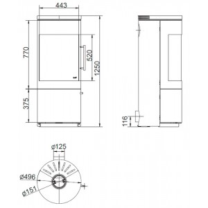 Отопительная Печь Hark 110 ECOplus, creme-weib 118, черная рамка