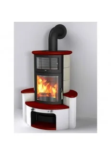 Отопительная Печь Hark 63 GT ECOplus, bodeaux-rot/stone 310/252, черная рамка