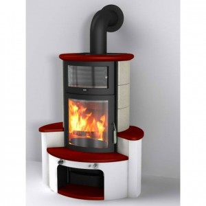 Отопительная Печь Hark 63 GT ECOplus, bodeaux-rot/stone 310/252, черная рамка