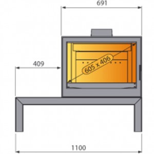Отопительная печь Liseo Castiron LCI 7 GFR Table, стекло справа