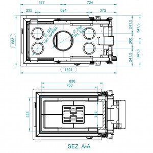 Каминная топка Palazzetti ECOMONOBLOCCO WT 60 3D V16