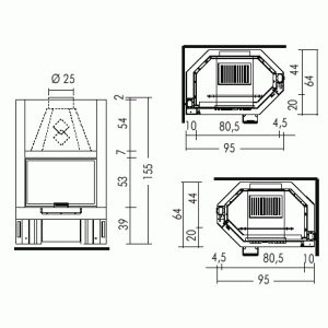Каминная топка EdilKamin IC TEKNO 2 DX V