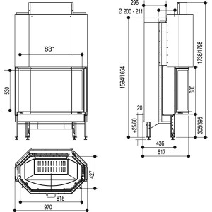 Каминная топка Supra CRISTAL 411 B PACK N