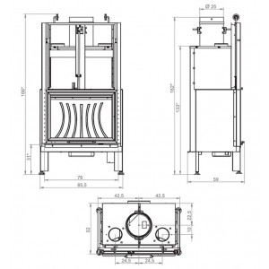 Каминная топка Palazzetti Monoblocco EL 78 frontale
