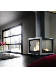 Камин Don-bar Optio Central black, с асимметричной серебряной рамкой, h-7.3m